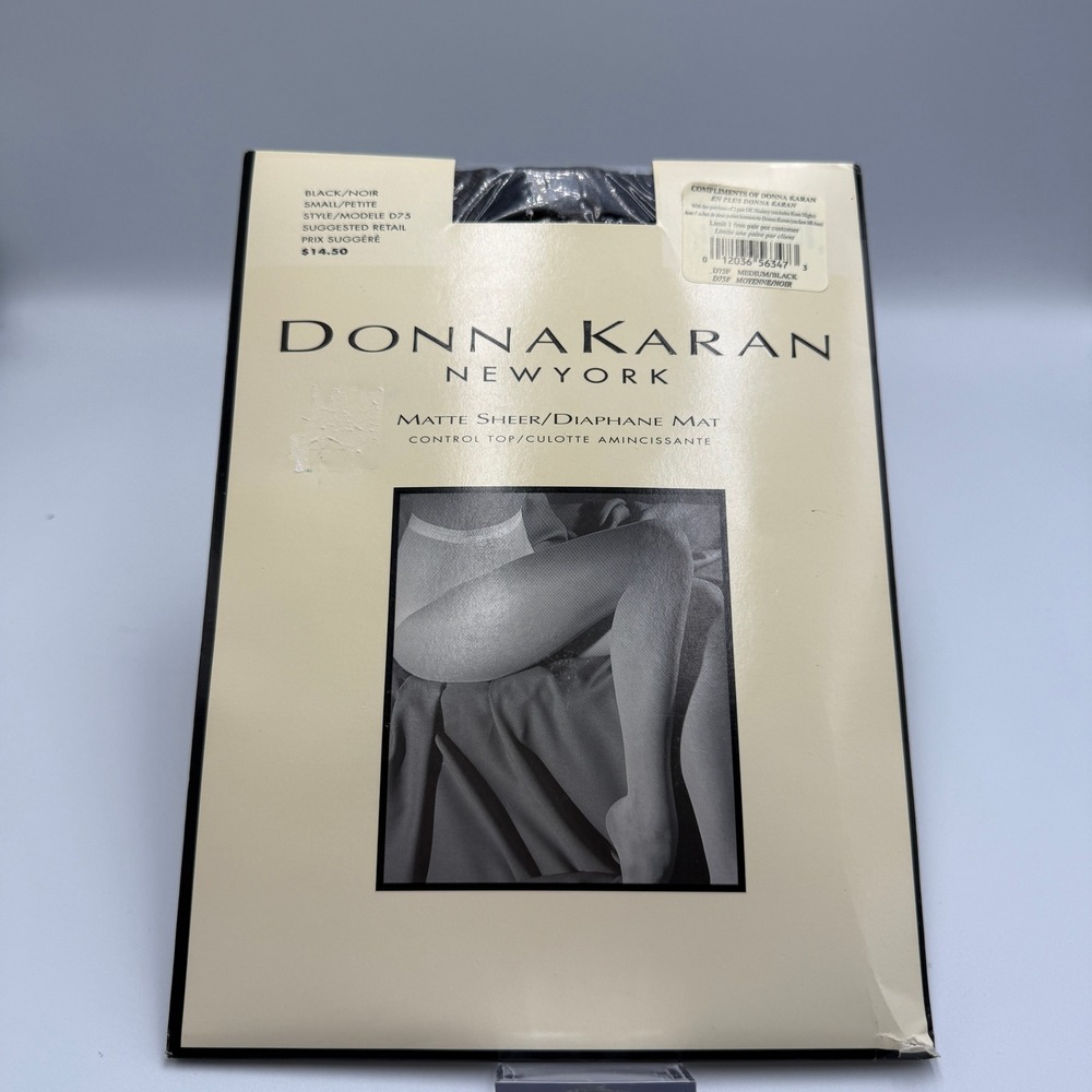 Vintage Donna Karan‎ Matte Sheer Control Top Black/Noir Med Style D75 NWT